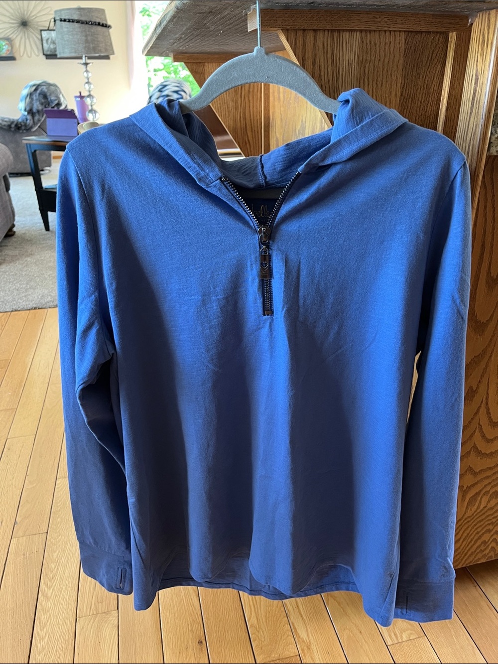 Belle by Kim gravel blue Quarter-Zip Hooded Pullover